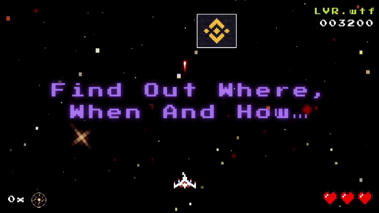 Arcade-inspired LVR video with pixel type, a spacecraft and purple lettering